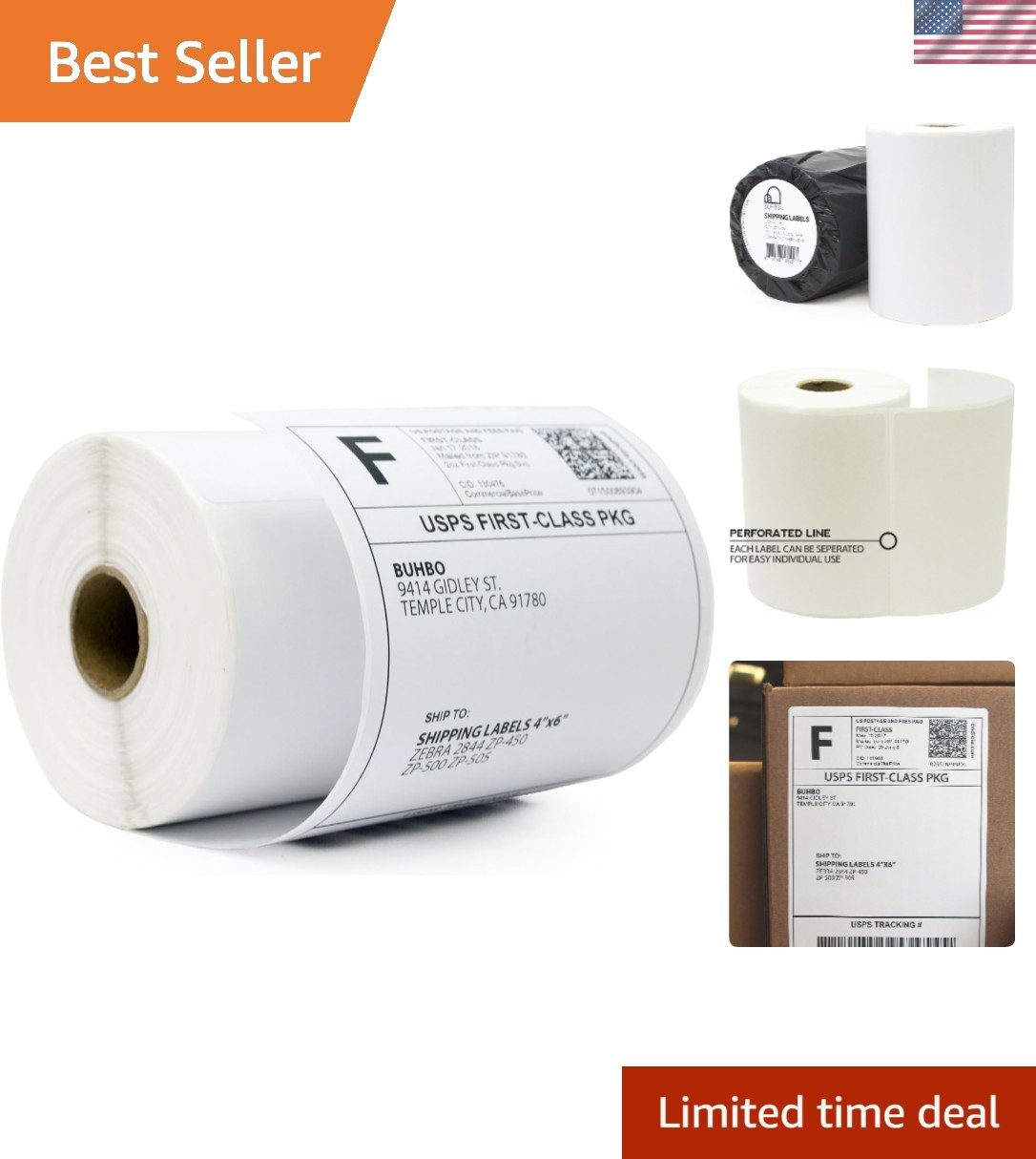 Strong Adhesive 4″ x 6″ Thermal Labels – 250 Labels Per Roll for Easy Shipping