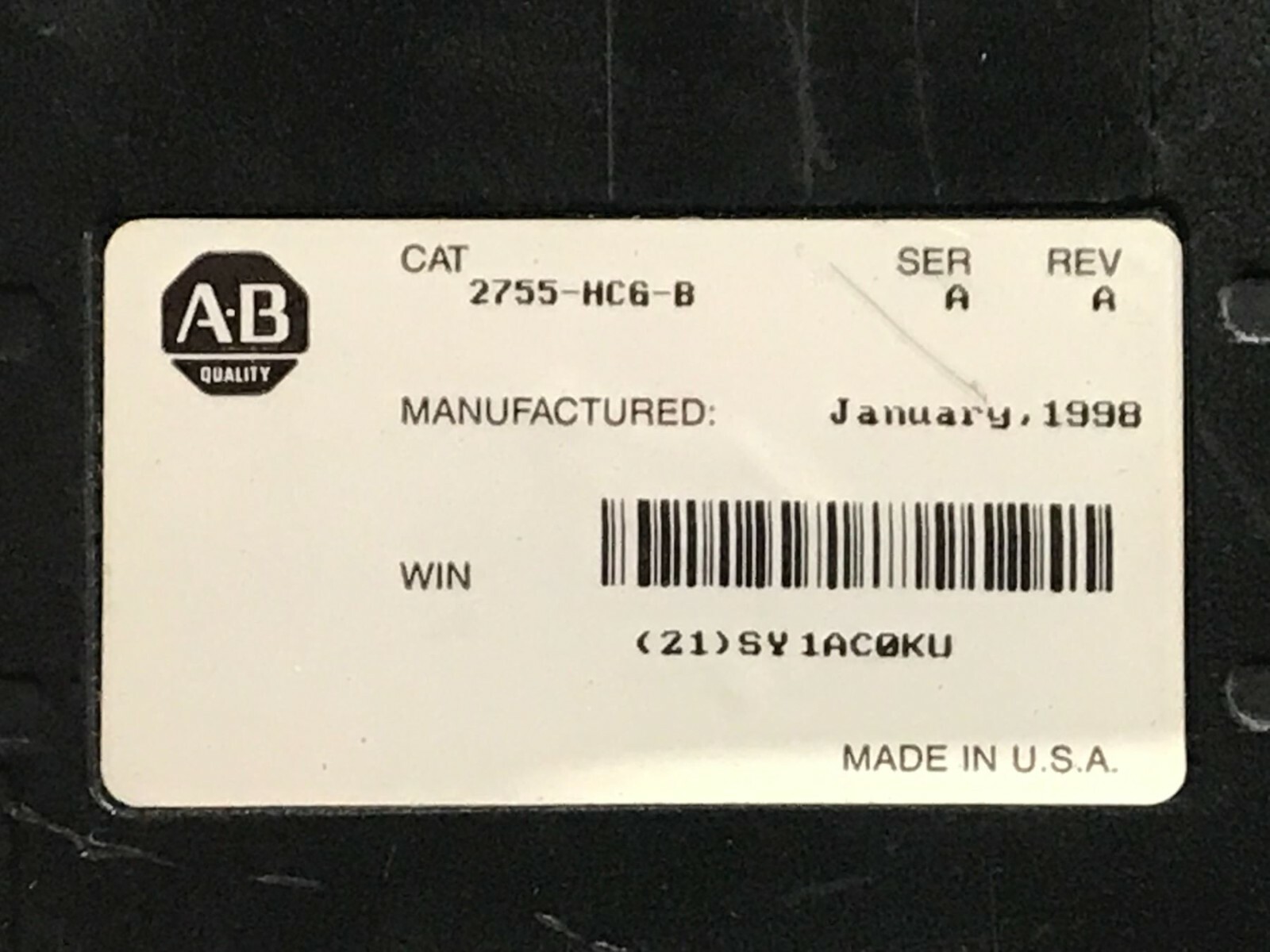 ALLEN BRADLEY 4.5-14.5V 145MA LASER SCANNER, #2755-HCG-4 w/Base #2755-HGC-B