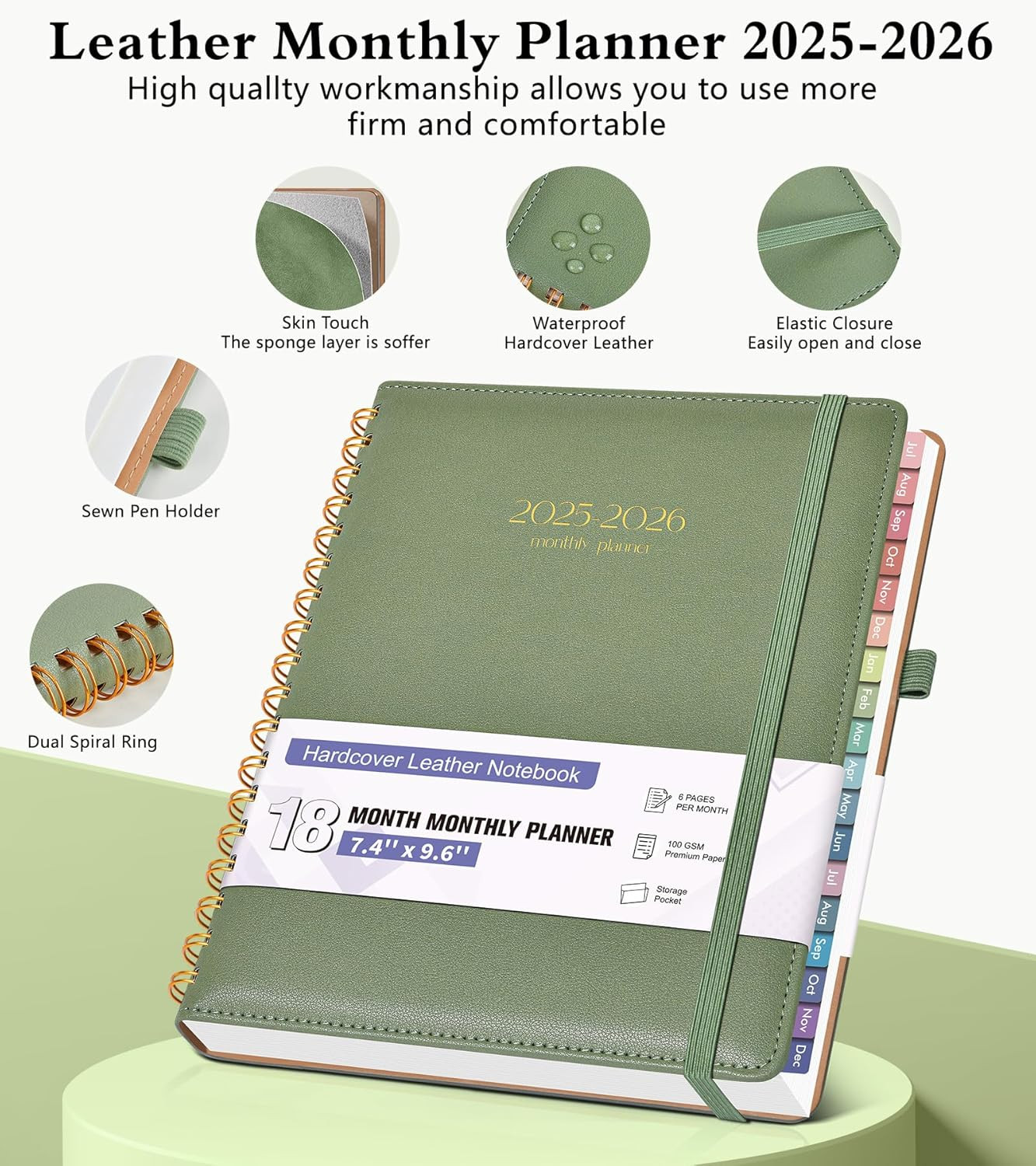 Monthly Planner 2025-2026, 15 Months Hardcover Calendar Planner from October 202