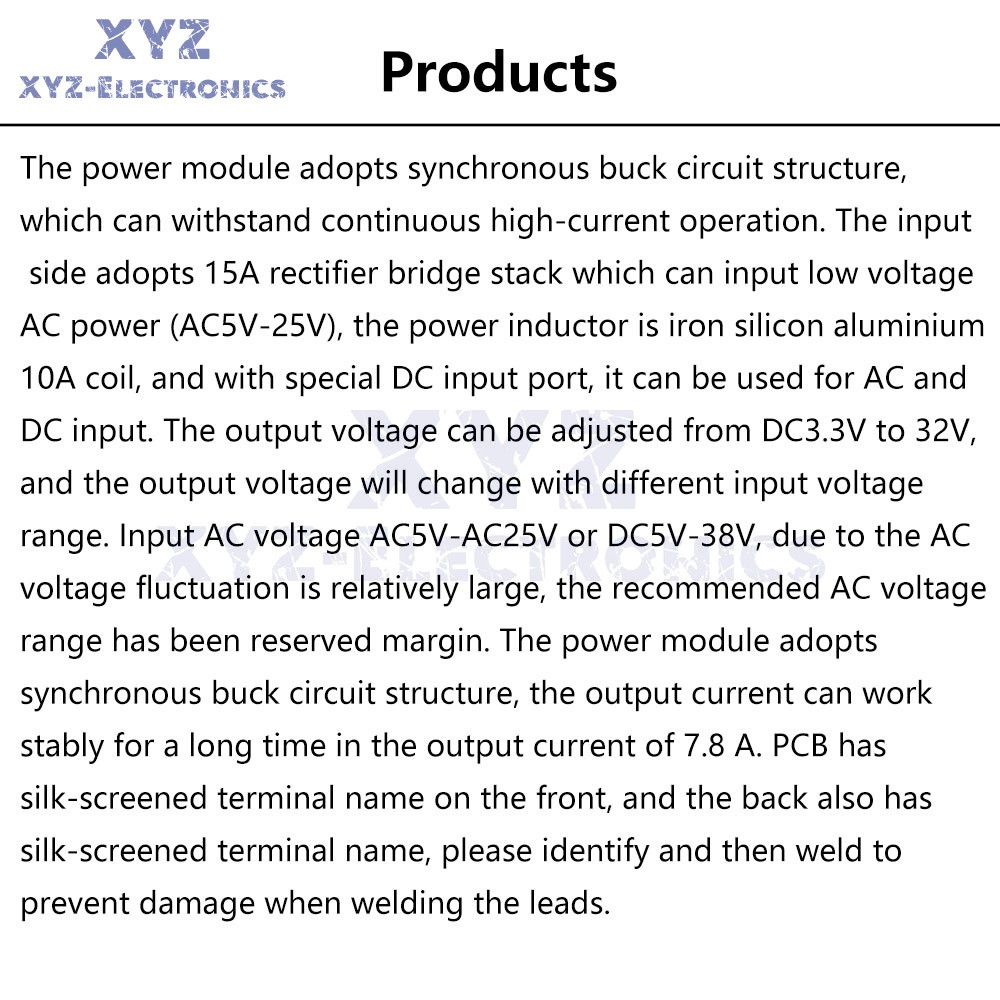 AC 5-25V/DC 8-38V To DC 3.3-32V Buck Power Module Adjustable Voltage Regulator