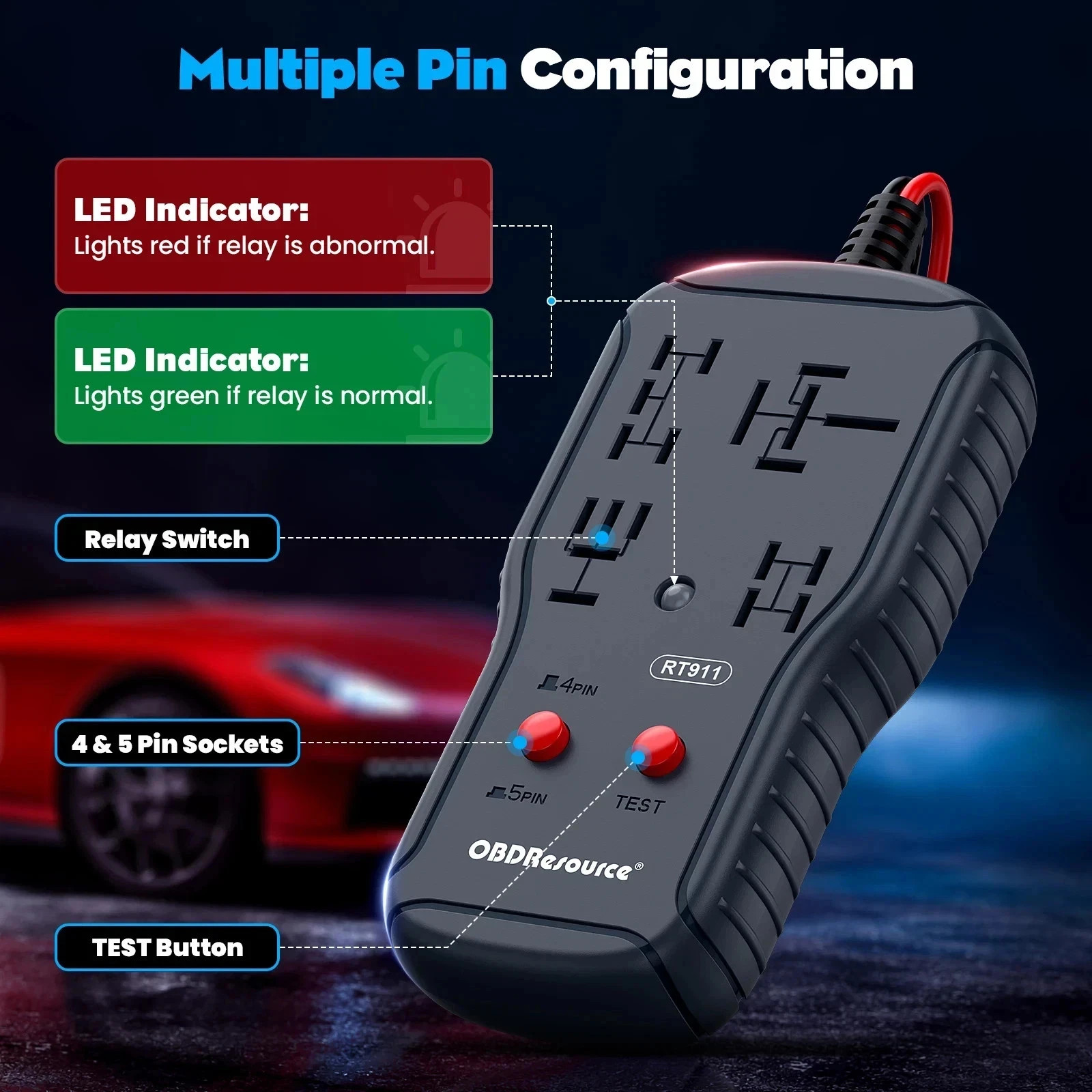 New 12V/24V Automotive Relay Tester 4PIN 5PIN Super Relay Tester Diagnostic Tool
