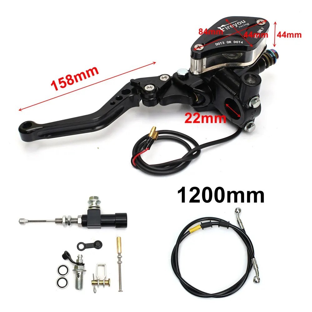 7/8in Motorcycle Hydraulic Brake Clutch Kit Lever Pump Hose for Yamaha Honda