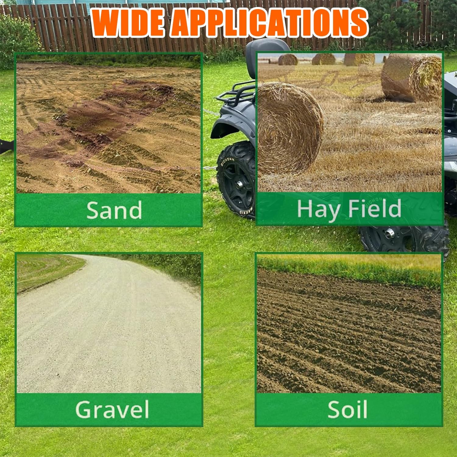 Garvee 6 FT Drag Harrow Driveway Grader Heavy Duty Tow Behind Gravel Sand Soil