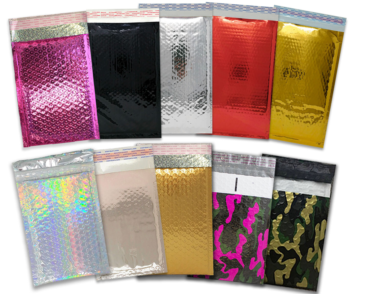 4×8″ Metallic Bubble Mailers Padded Shipping Poly Mailing Envelopes Combo Pack