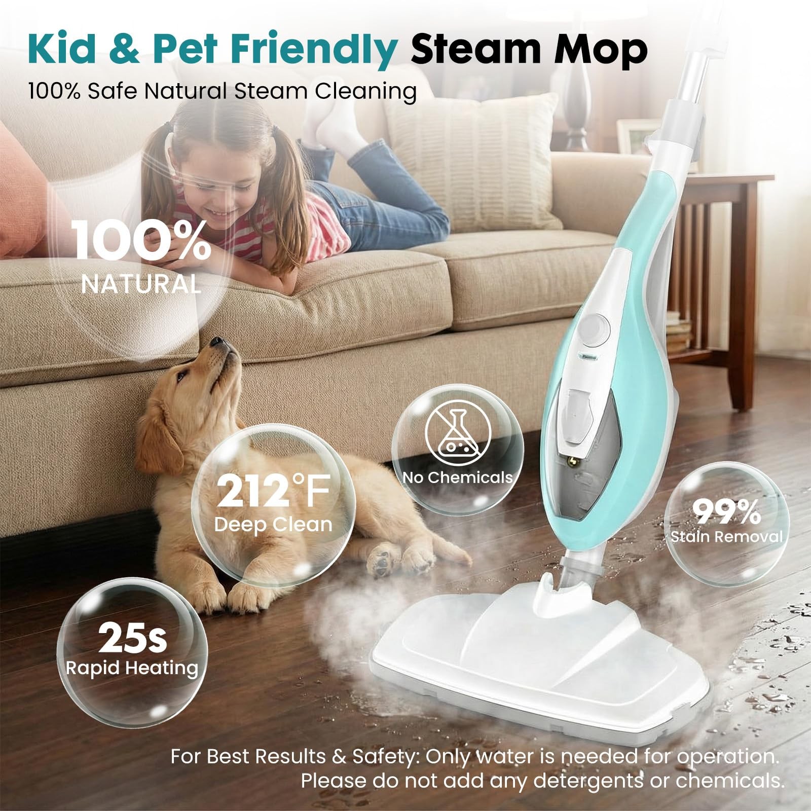 DUMOS 10 in 1 Multifunctional Steam Mop 1550W Detachable Handheld Steam Cleaner