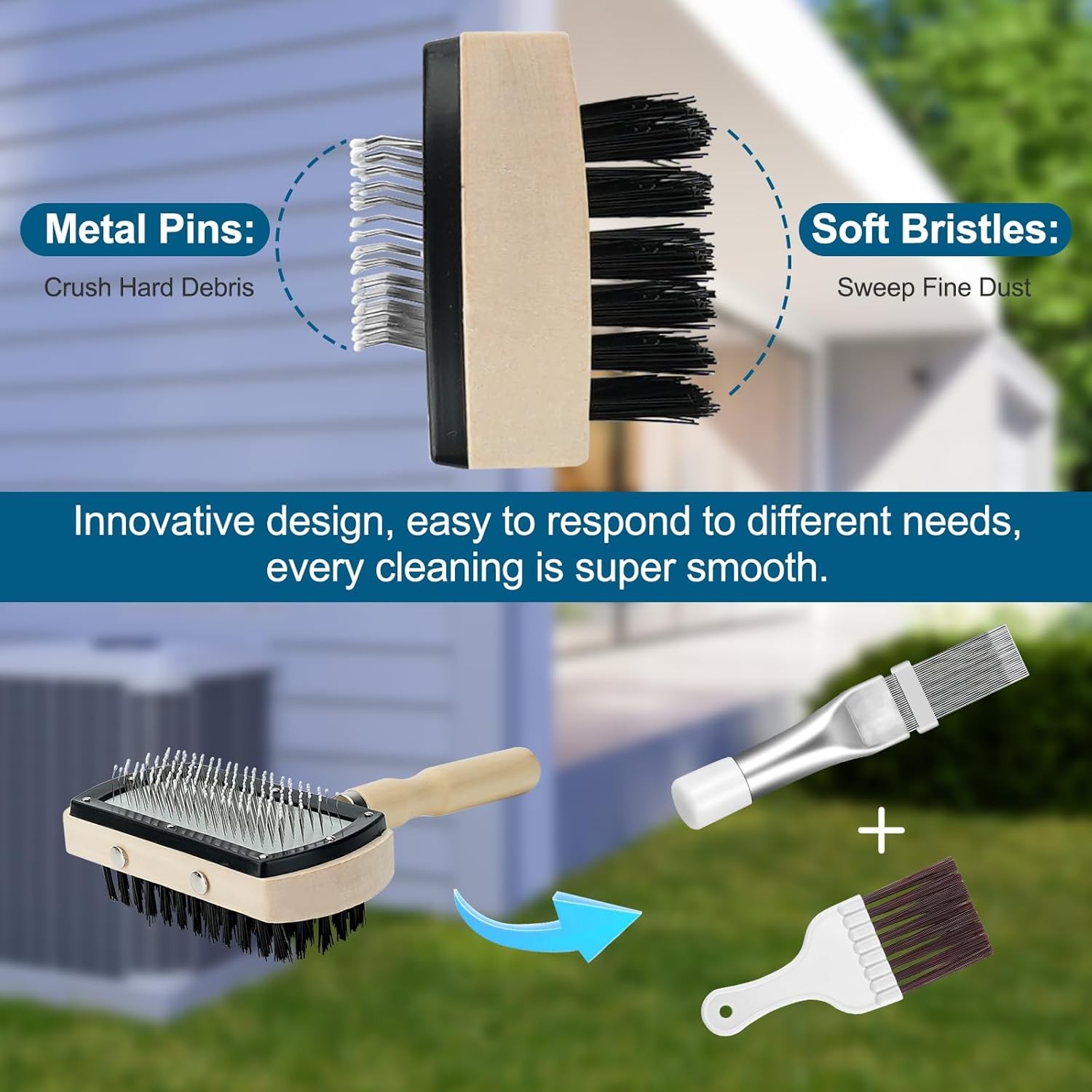 Air Conditioner Coil Cleaning Brush – Double Sided HVAC Brush AC Coil Cleaner Br