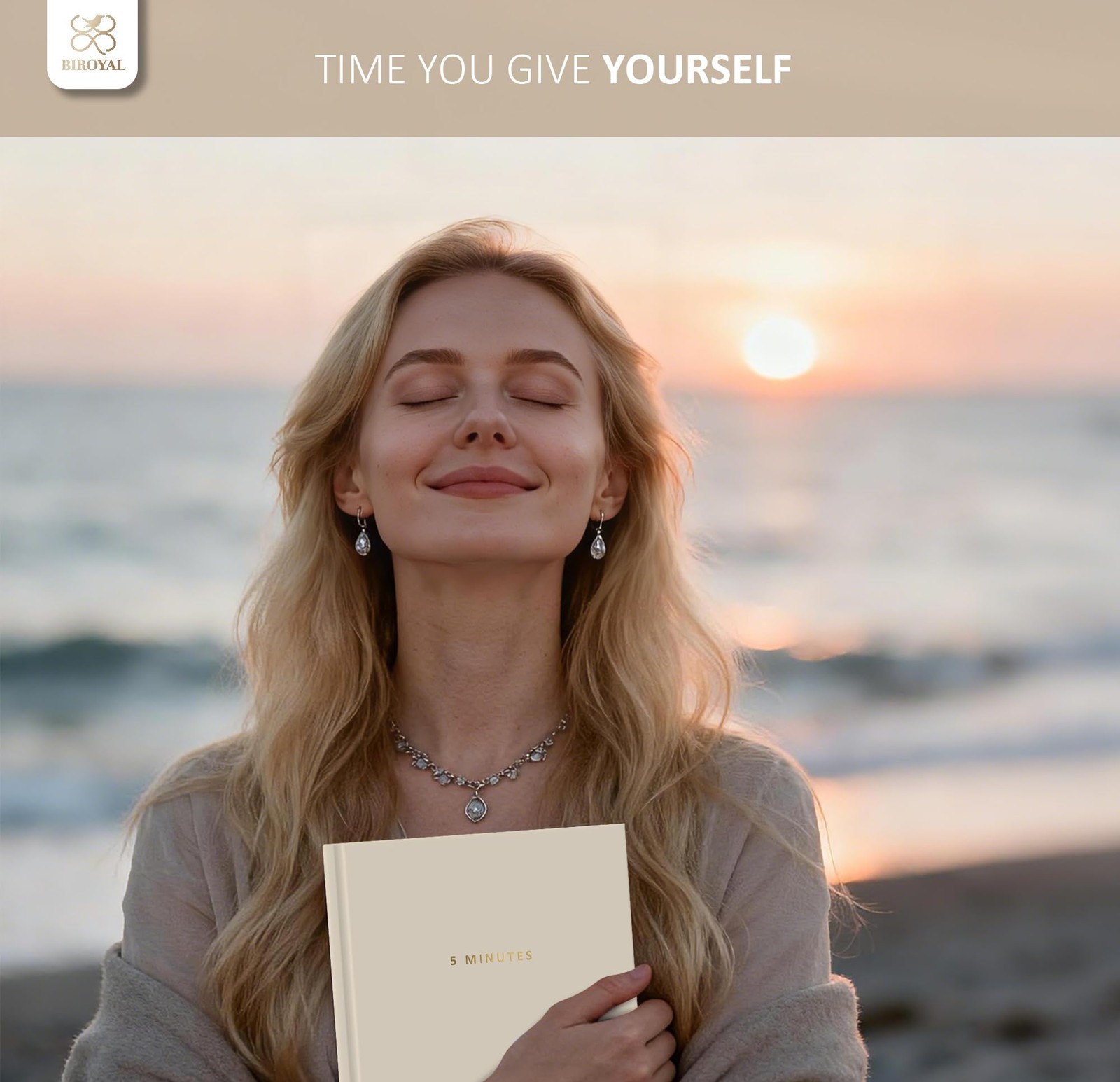 BIROYAL 5 Minute Gratitude Journal 2026 – Undated Daily Khaki