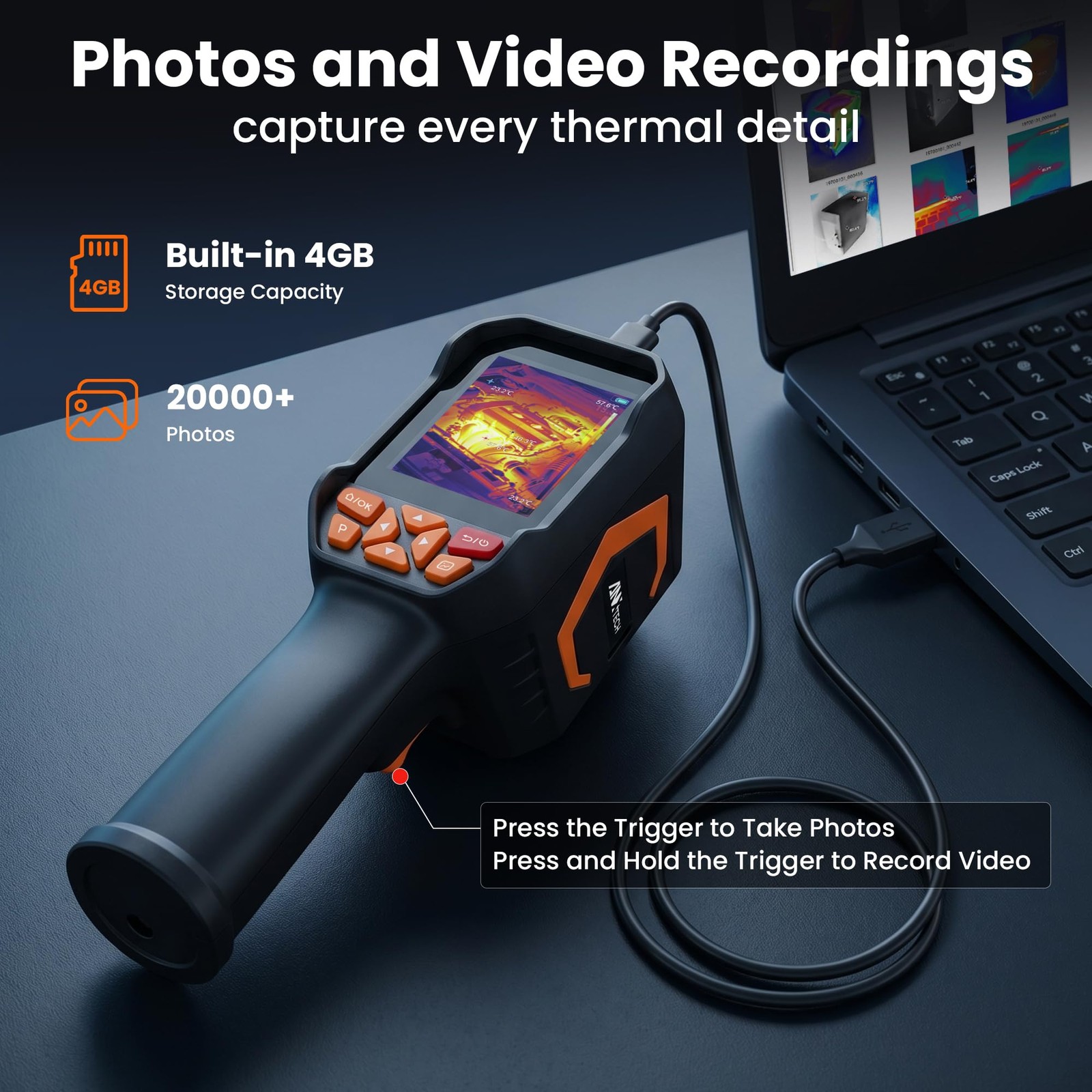 ANXTECH Handheld Thermal Camera 240×180 25Hz for Home 240×180, Orange