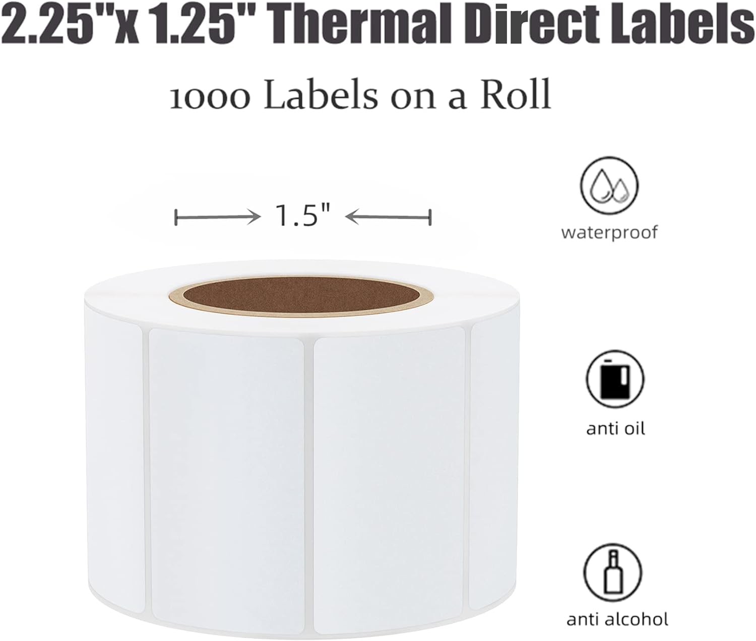 6 Rolls 2.25″ x 1.25″ Direct Thermal Shipping Barcode Labels 1000/Roll for Zebra