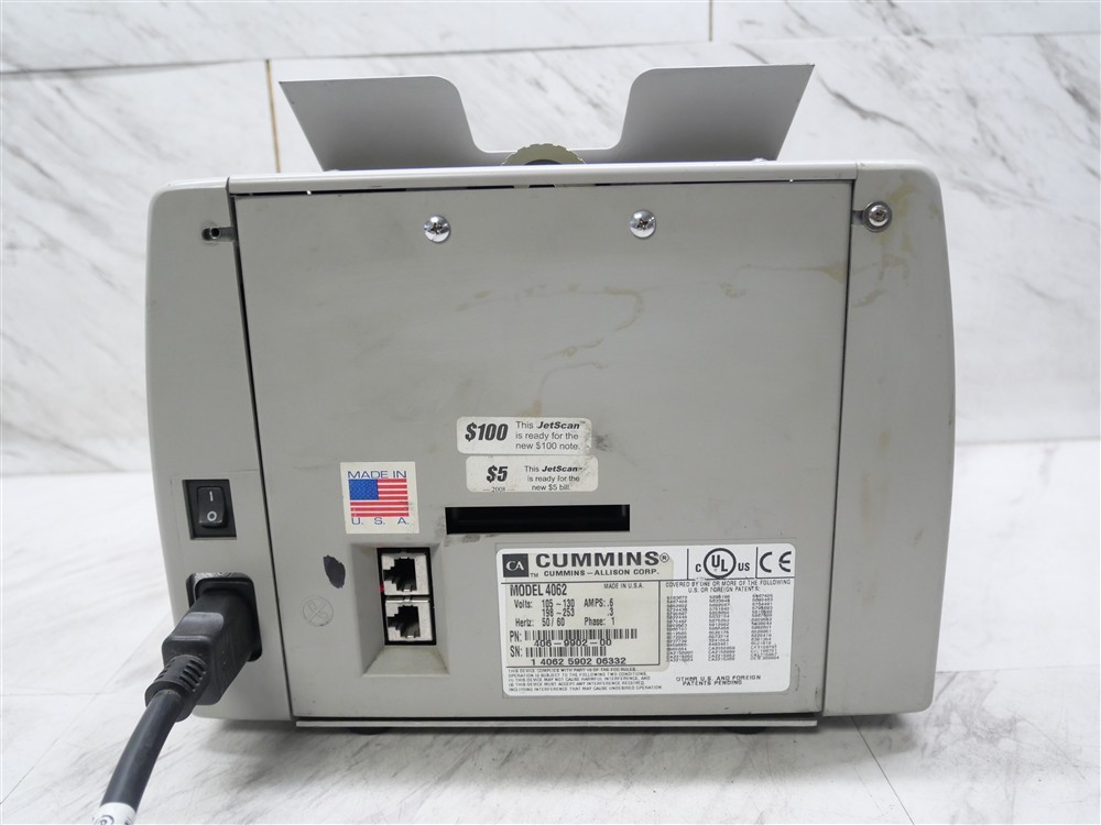 Cummins JetScan 4062 Currency Note Bill Scanner Cash Counter 406-9902-00