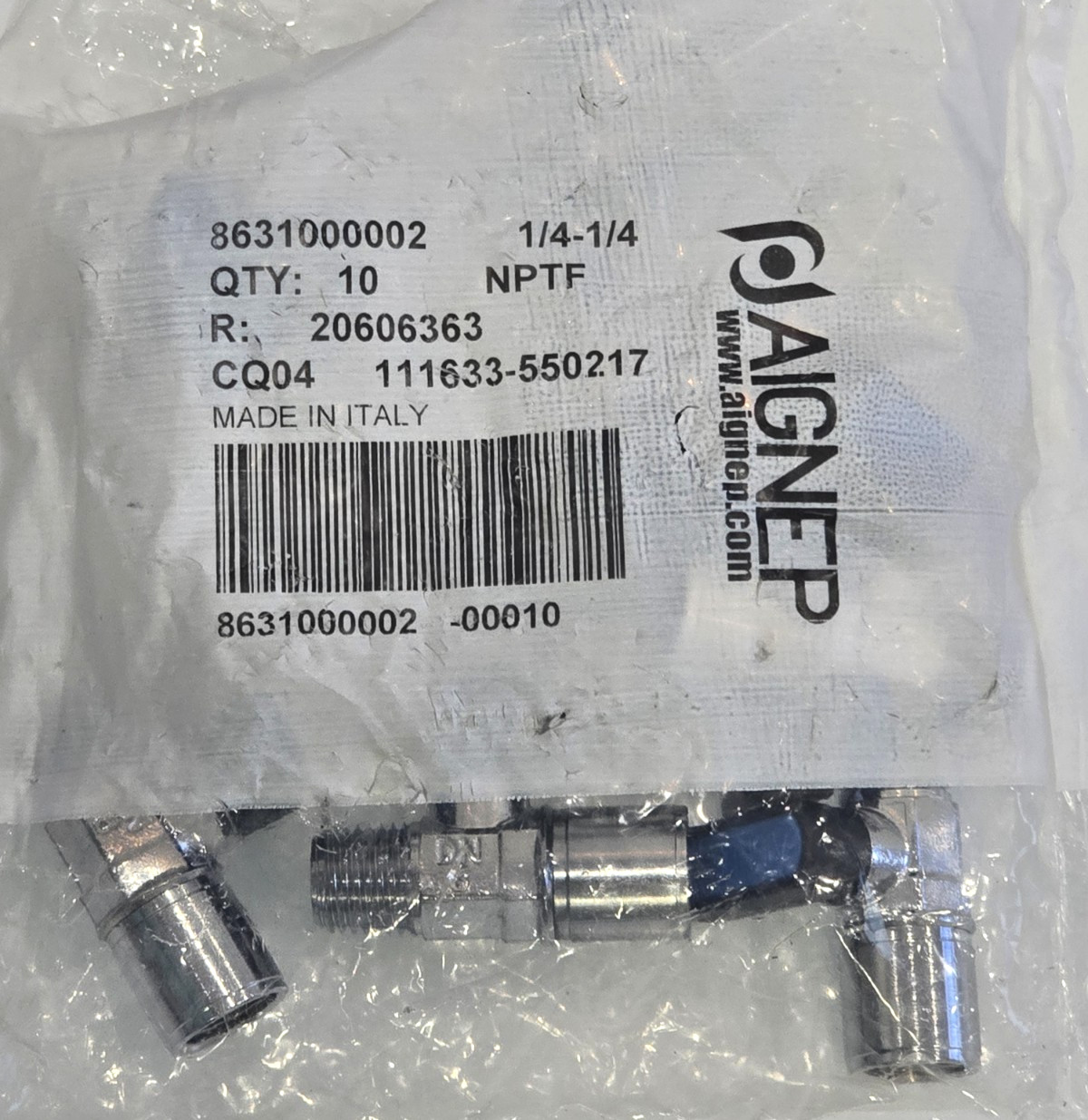 AIGNEP BALL VALVE 1/4″ CODE 8631000002 1/4 1/4, BAG OF 10 PCS
