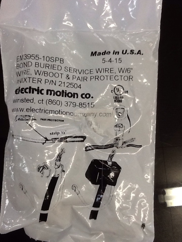 QTY/2 Electric Motion EM3955-10SPB Bond Buried Service Wire 6″