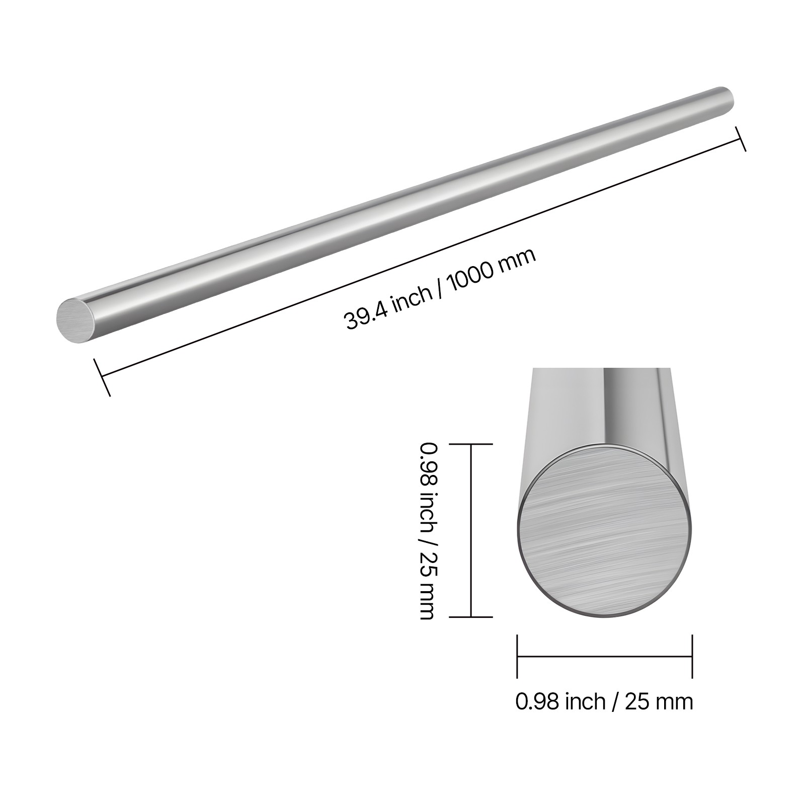 Uimoso 2PCS Linear Motion Rod 25 mm x 1000 mm Carbon Steel Shaft for Operation
