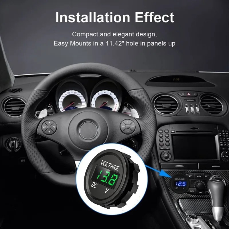 12V-24V Car Marine Motorcycle LED Digital Voltmeter Voltage Meter Battery Gauge