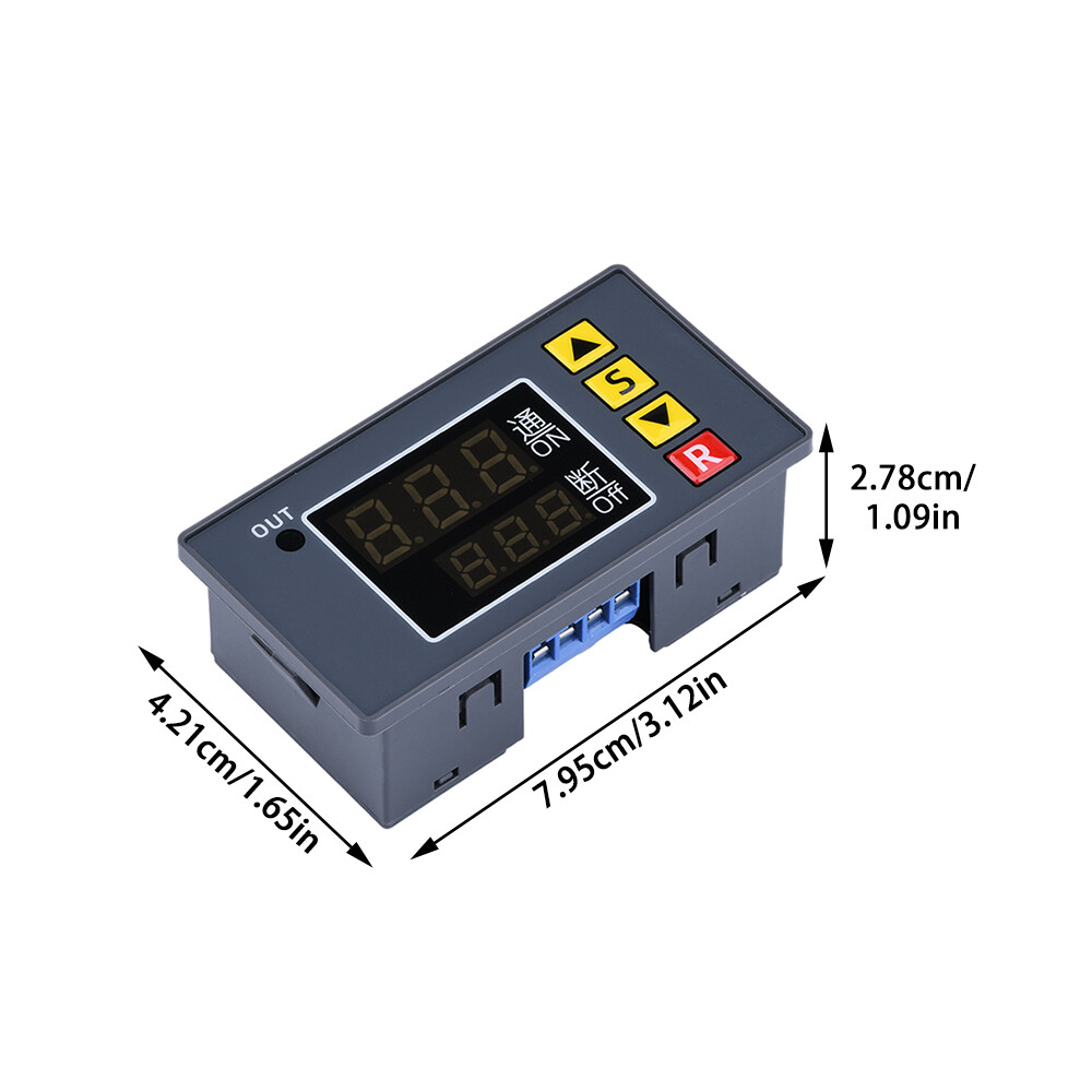 AC110-220V Cycle Timer Delay Dual LED Display Relay Module 0-999s/m/h Thermostat