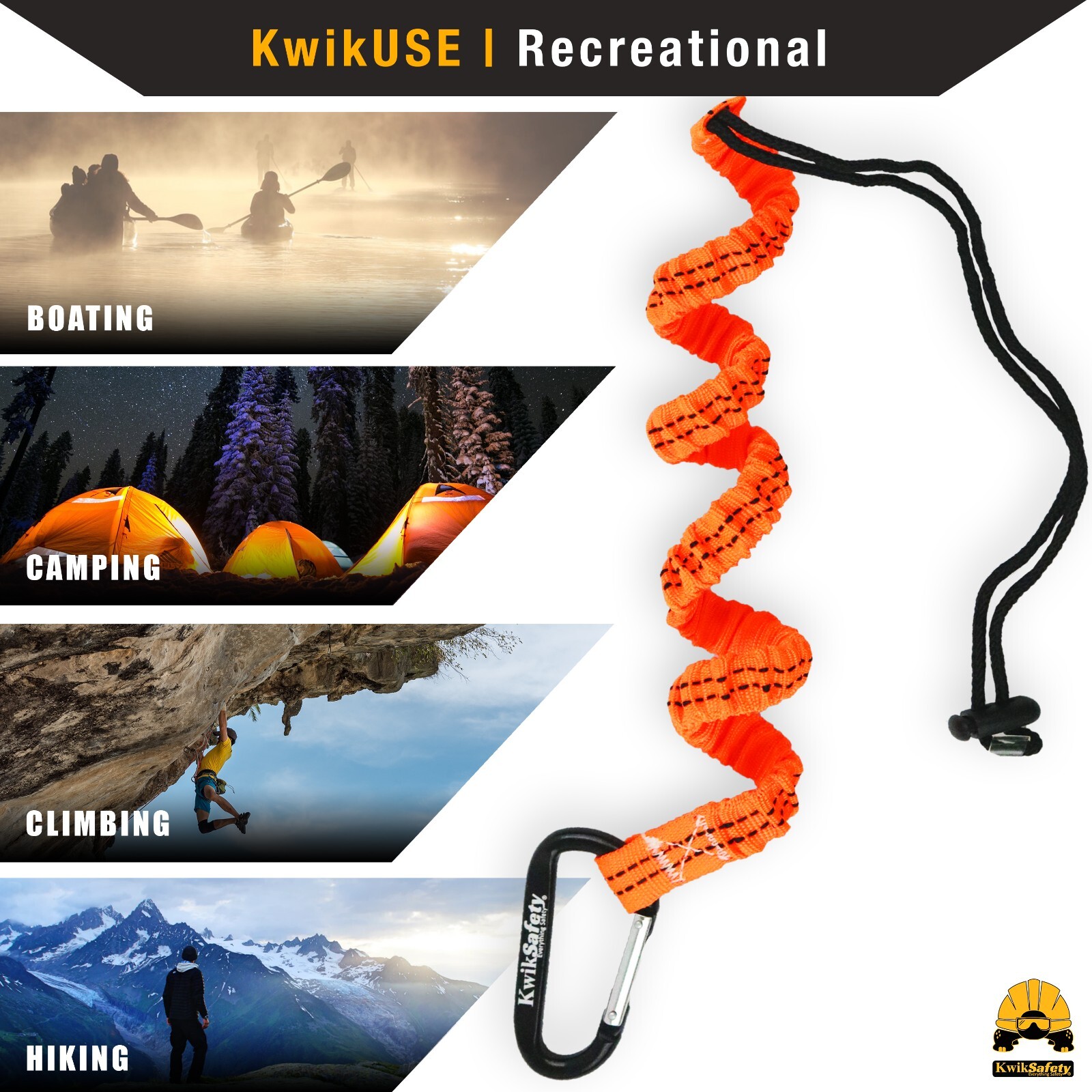 KwikSafety TENTACLE Light Duty Retractable Bungee Tool Lanyard w/ Carabiner Clip