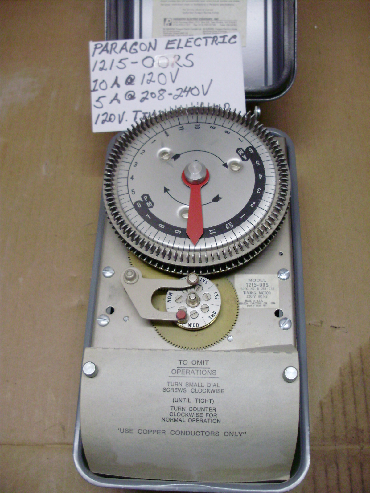 ATC & Paragon Electric Timers, 0 -15 min / 240 Volt, 0-30 min /120 Volt, 24 Hour