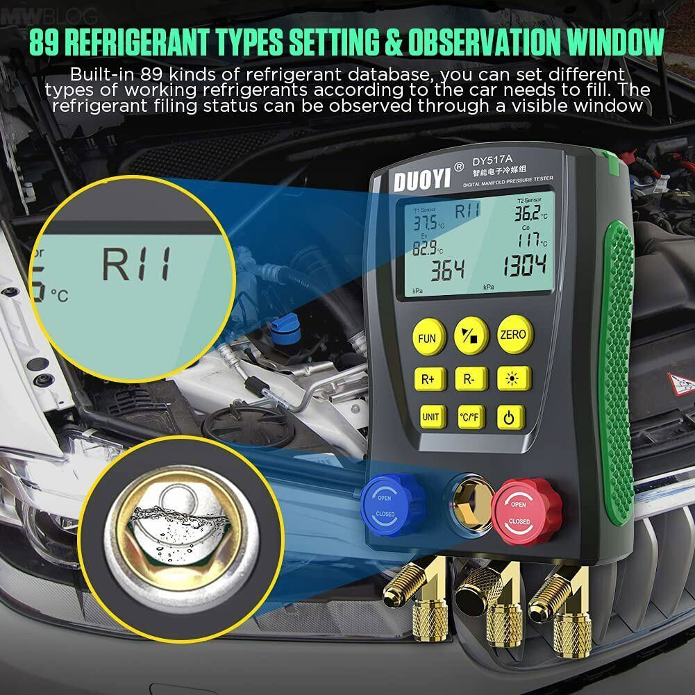 Professional Refrigeration Manifold Gauge Kit – Digital HVAC System Tester