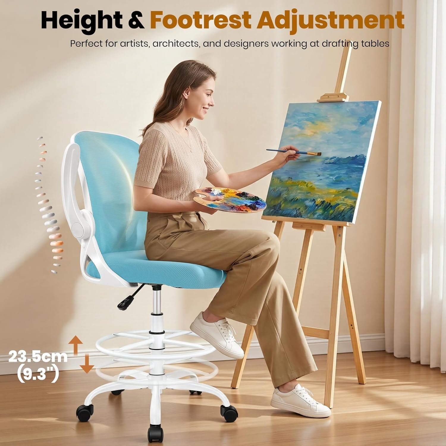 Drafting Chair with Memory Foam Cushion Ergonomic Design for Comfort and Support