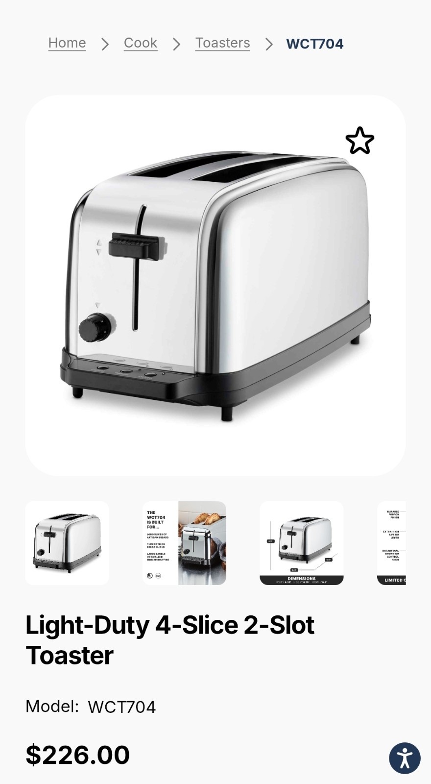 Waring Commercial WCT704 4-Slice 2-Slot Toaster