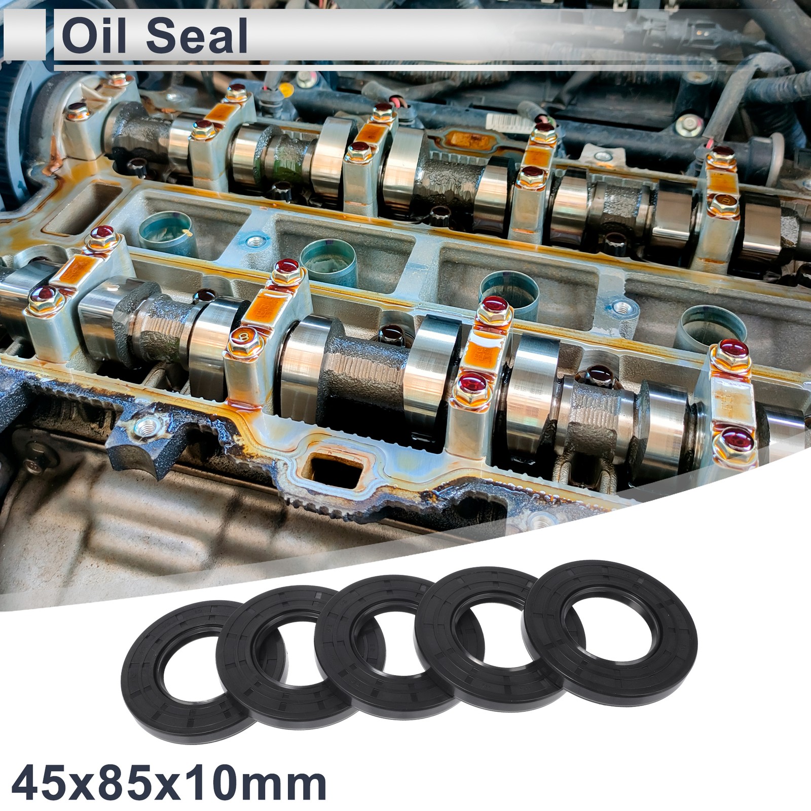 Oil Seal Seal Ring Rotary Shaft Seal NBR Rubber 45x85x10mm Black 5 Pcs