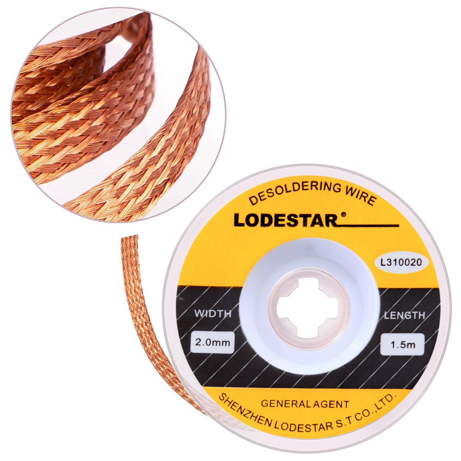 2 Rolls 2mm x 5ft Desoldering Braid Wick Solder Remover w/ No Residue Rosin Flux