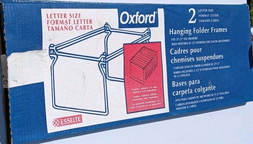 Oxford 2 Letter Size Hanging Folder Frames 21 in. – 27 in. File Drawers- 94422