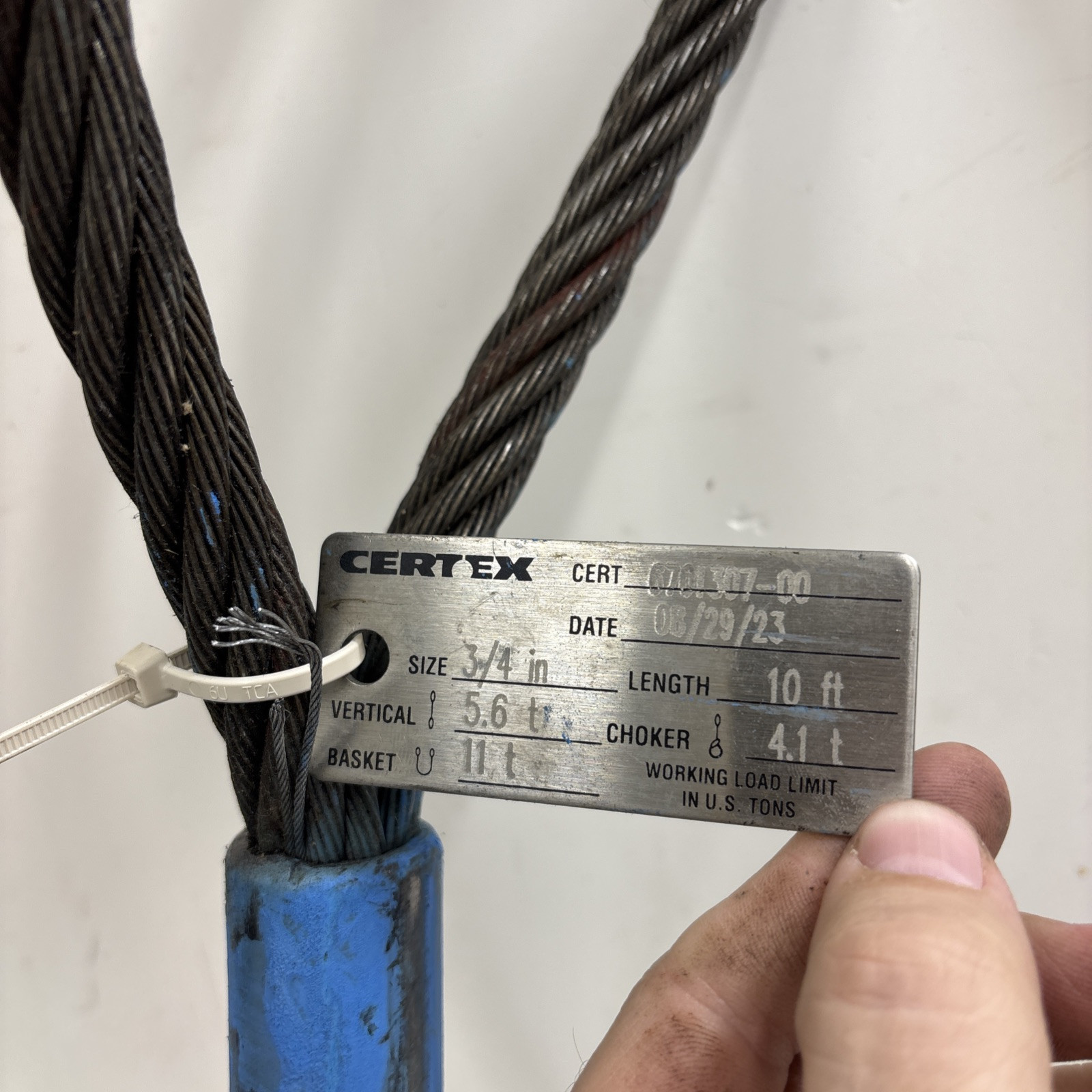 Certex LIFT-ALL Wire Rope Sling,10 ft L,11200 lb Load Cap.. 3/4” Rope