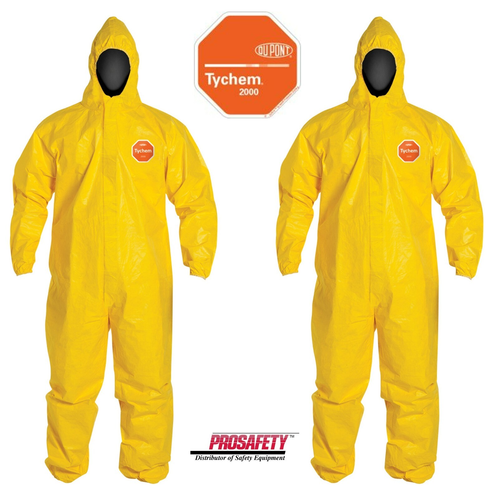 2 PK DuPont Tyvek Tychem QC127S Chemical HAZMAT Protective Safety Coverall Suit