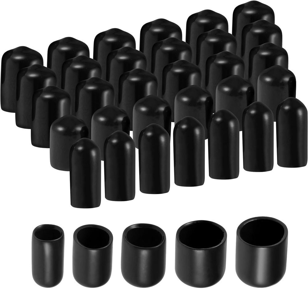 100pc Round Rubber End Cap Vinyl Cover Screws Bolts Tubes 6mm 9mm 12mm 16mm 19mm