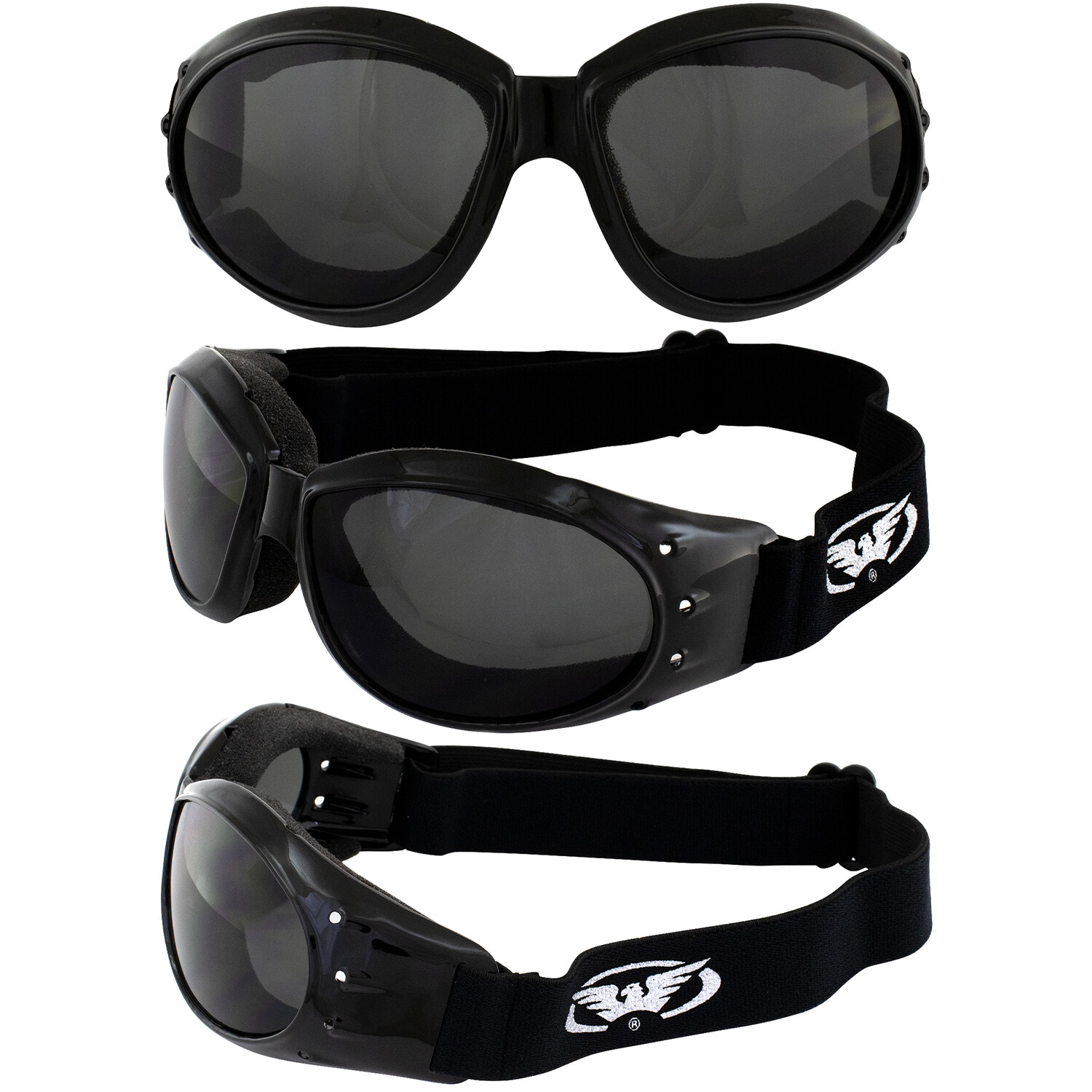 4 Pairs of Global Vision Eliminator Goggles Black Clear Smoke Yellow & Blue Lens