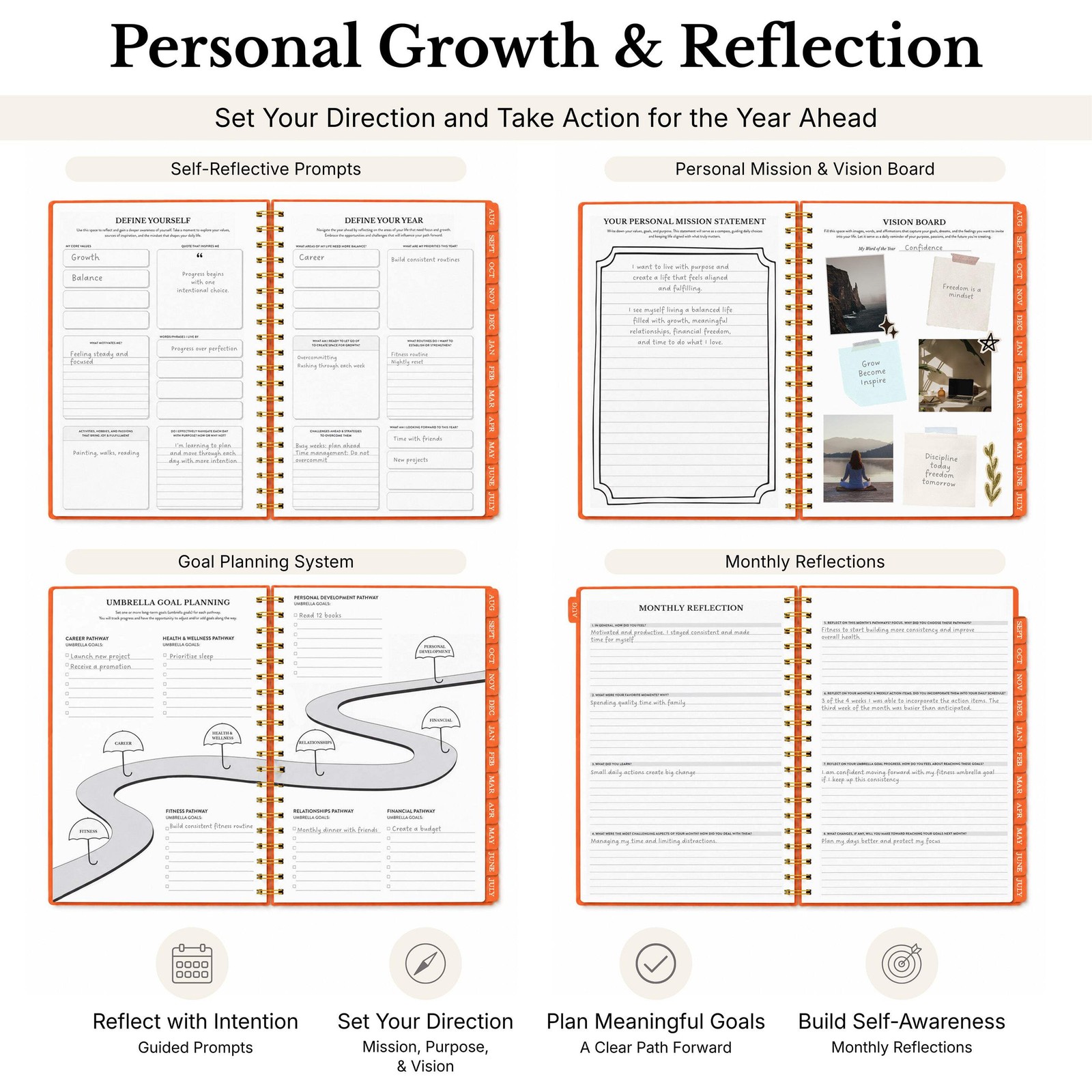 2026-2027 Mid-Year Monthly Weekly Spiral Planner B5 August Start Agenda