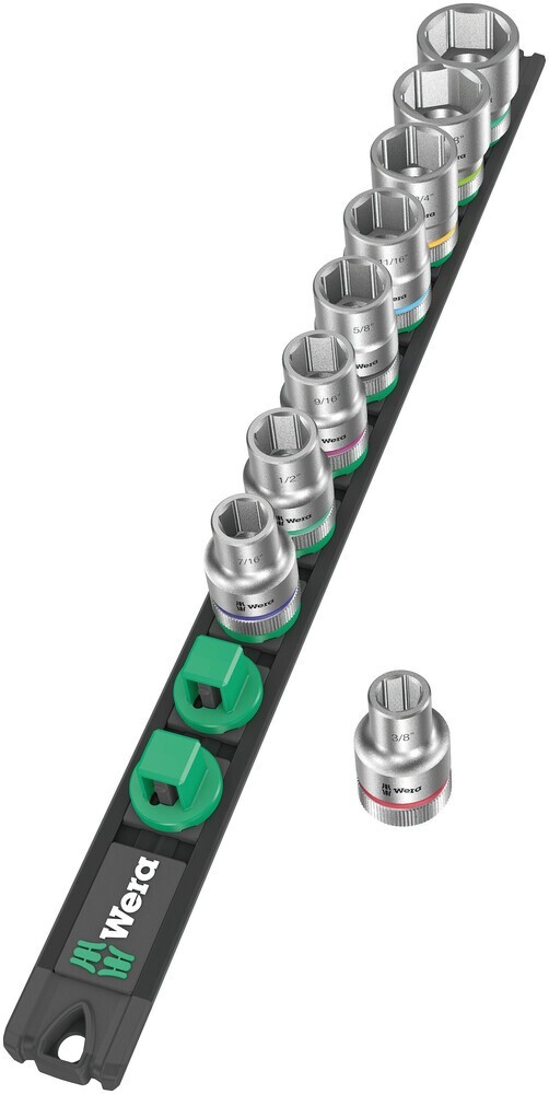 Wera Magnetic Socket Rail C Imperial 1, 9 Pce Set 1/2″ Drive SAE 05005480001