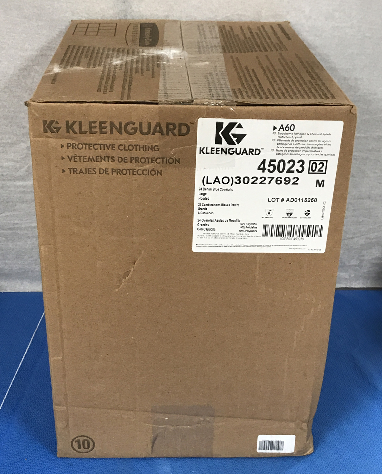 Kimberly-Clark 45023 A60 Denim Blue Coveralls, Large, Hood – cs/24
