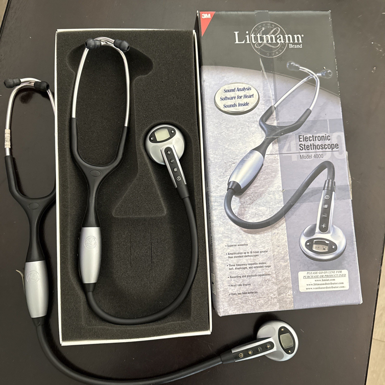 2 X Littmann 4000 Electronic Stethoscope Gray/Black Cardiology