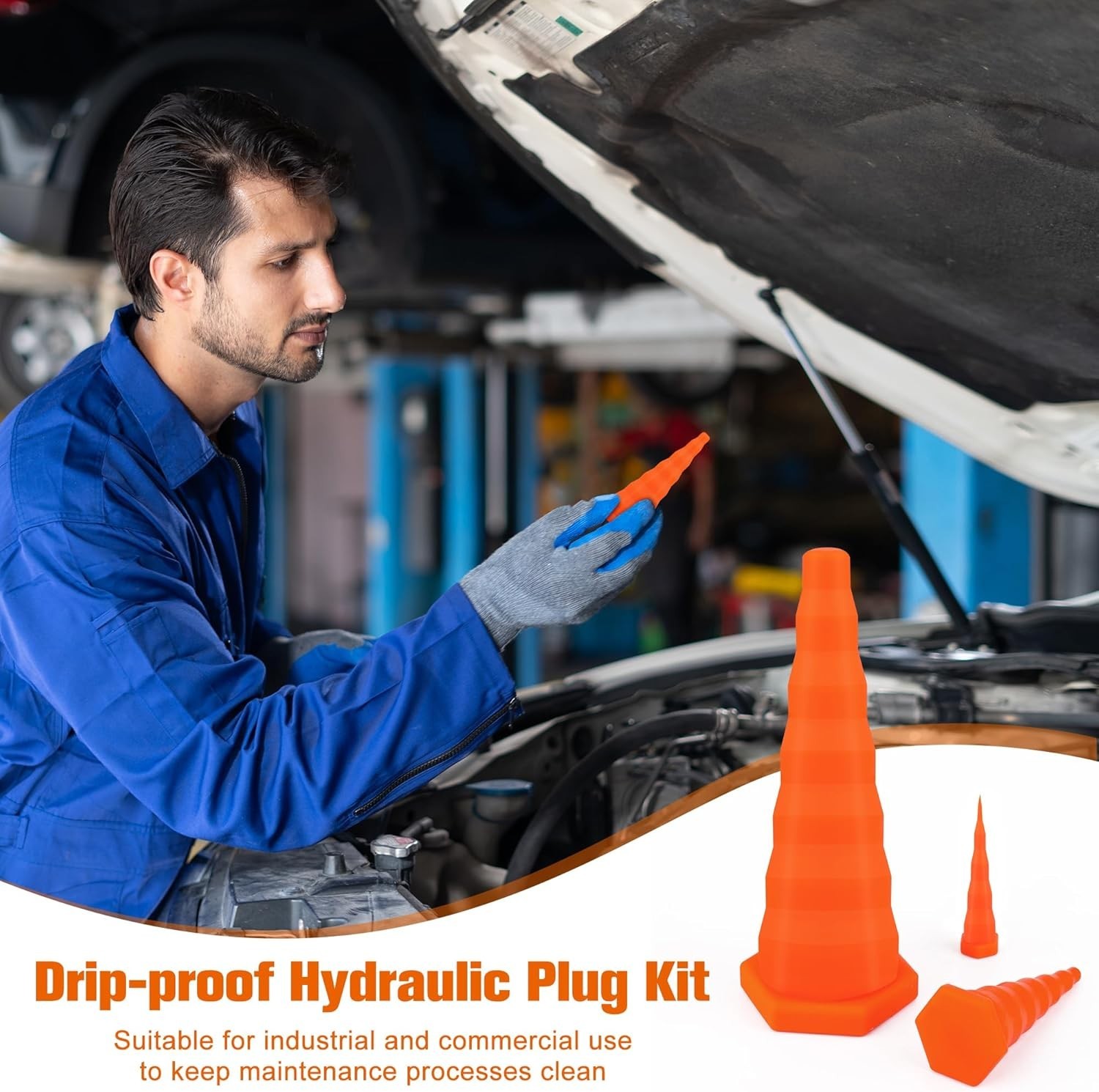 35PCS Hydraulic Oil Service Plugs, Drip-Proof Rubber Hydraulic Hose Plug Kit for
