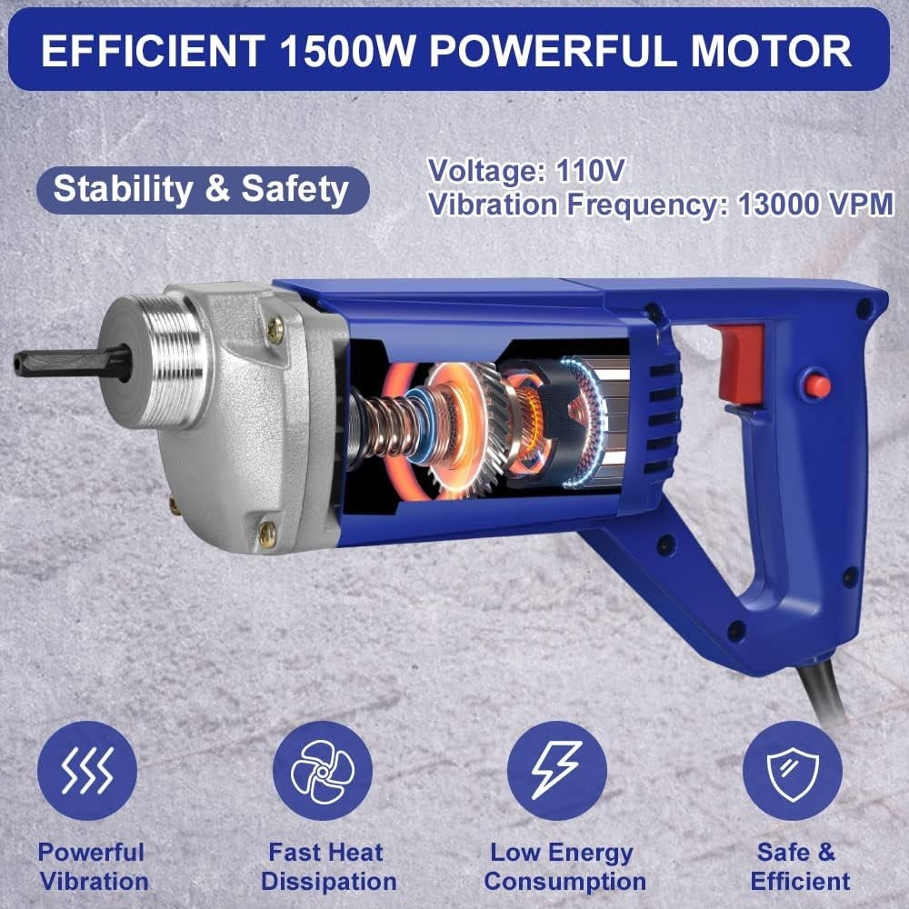 Portable 13000 VPM Concrete Vibrator – 6.6ft Length, Lightweight Design