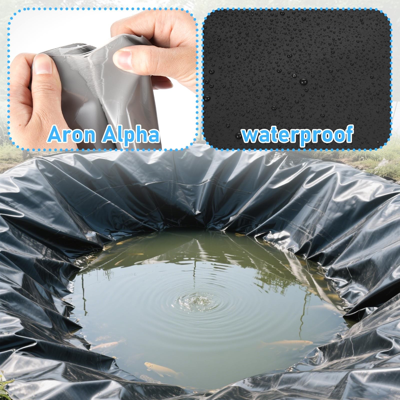 Self Adhesive EPDM Large Pond Liner Repair Patch Kit Thickened Garden Cover 5PC