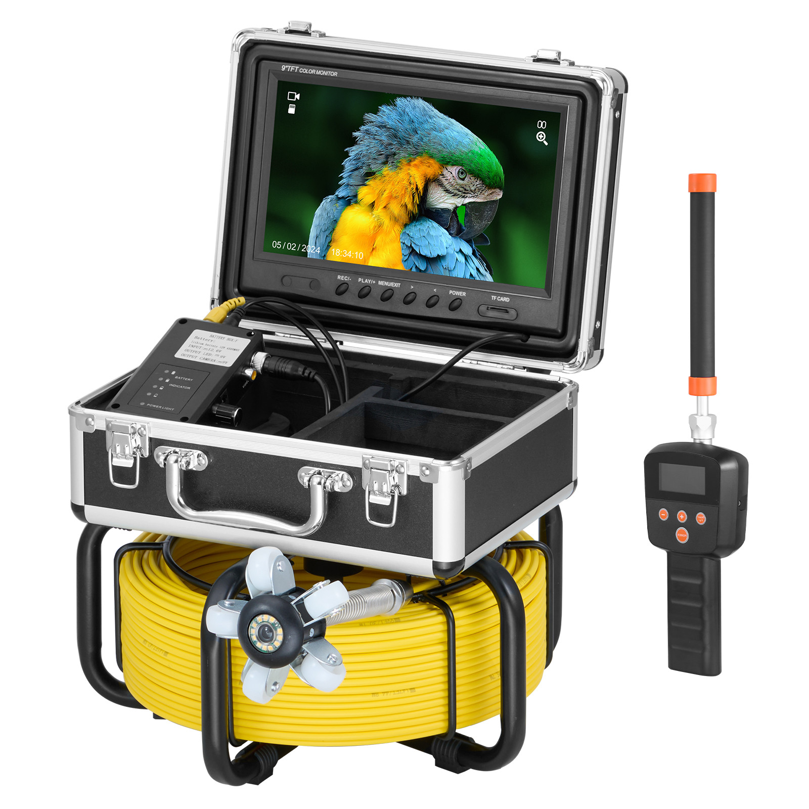9″ Sewer Camera 98 ft/30 m Self-Leveling Drain Duct Camera with 512Hz Locator