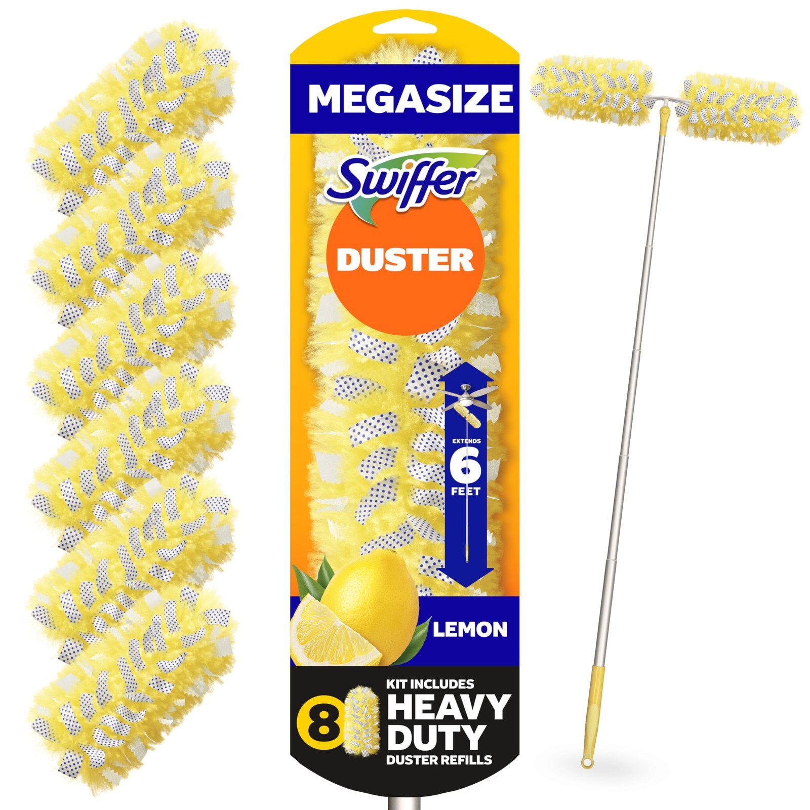 Swiffer Duster Kit with 6 ft Super Extendable Handle, Heavy Duty Multicolor