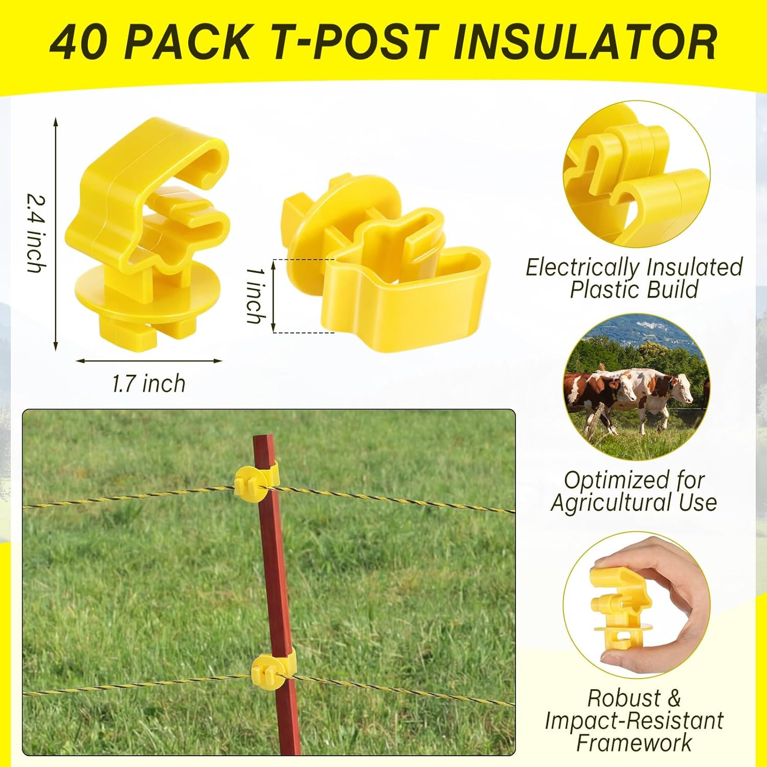 46 Pcs Electric Fence Kit Included 3366Ft/ 1026M Electric Fence Polywire, 40 T P