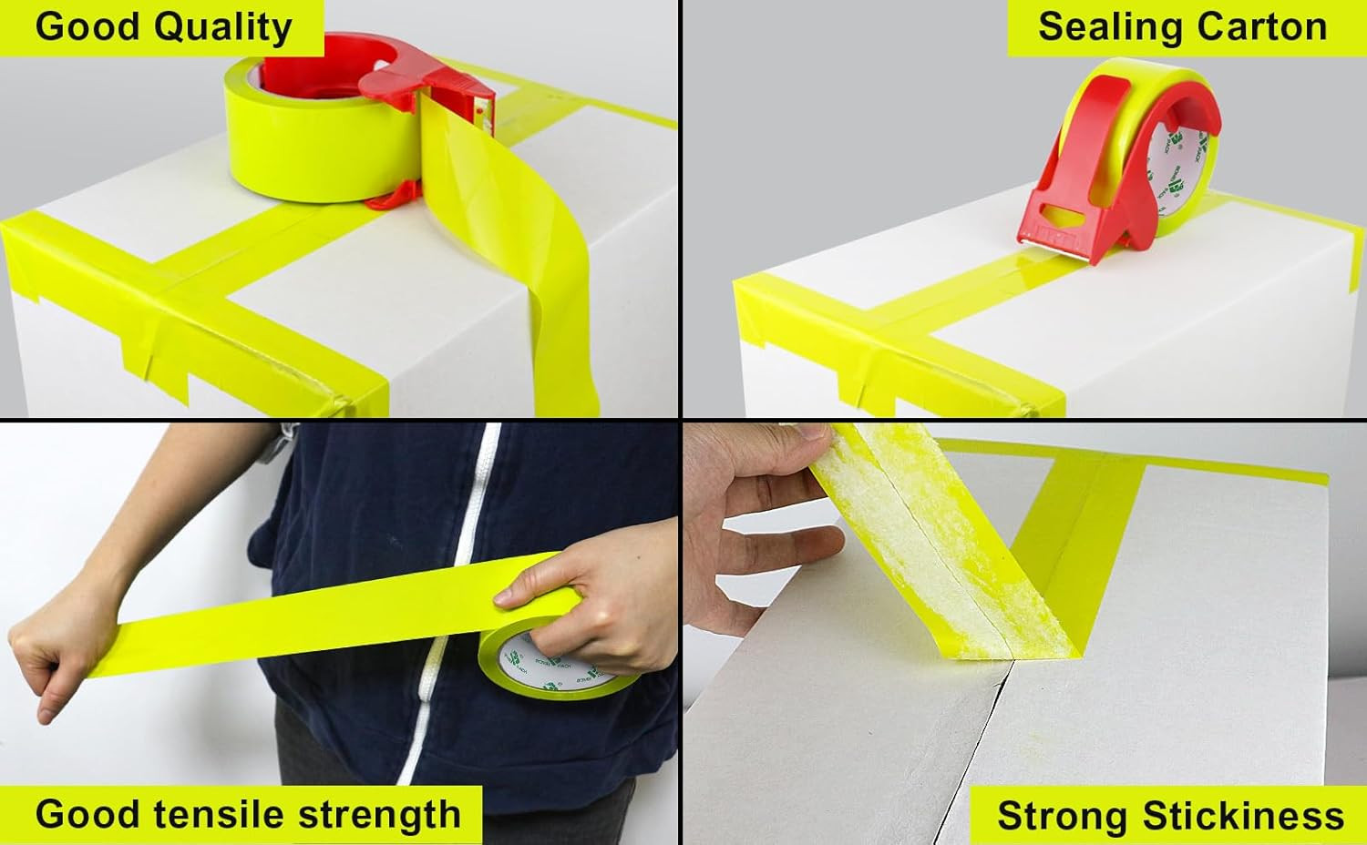 Light Yellow Heavy Duty Packing Tape 3 Rolls, 1.88 Inches Wide, 55Yds Length per