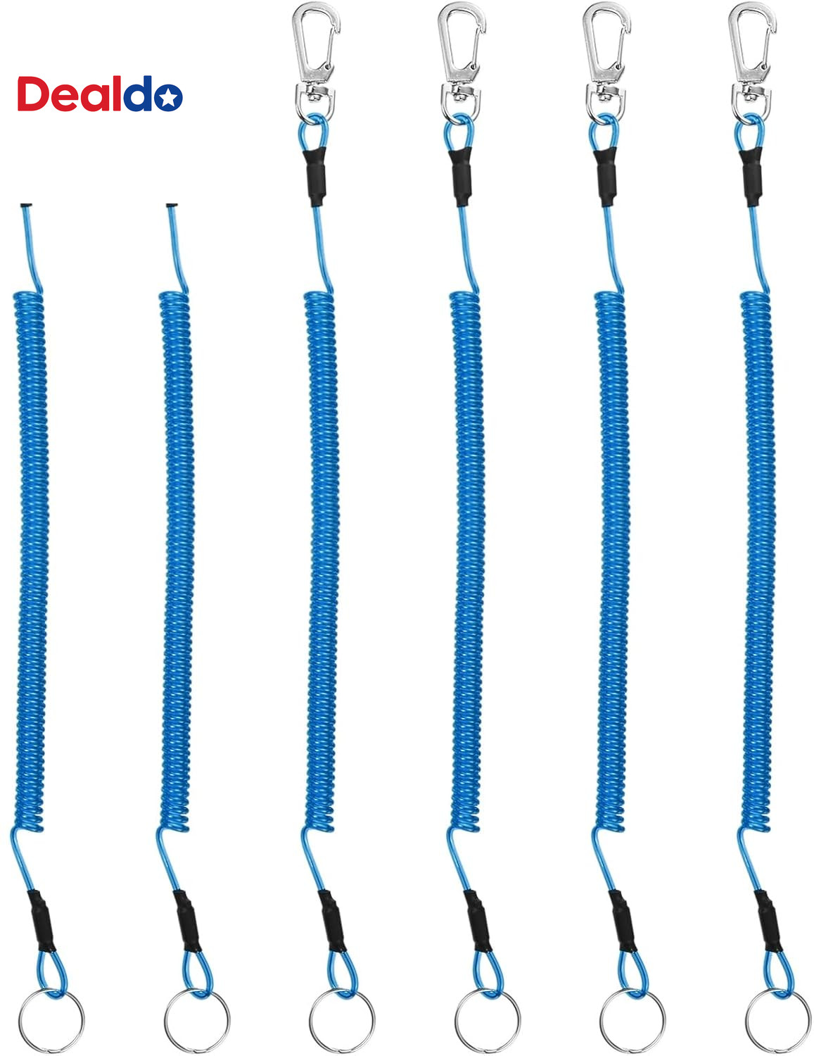 11.81IN Retractable Safety Coiled Lanyard [6PCS] – Steel Wire Fishing Rod Safety