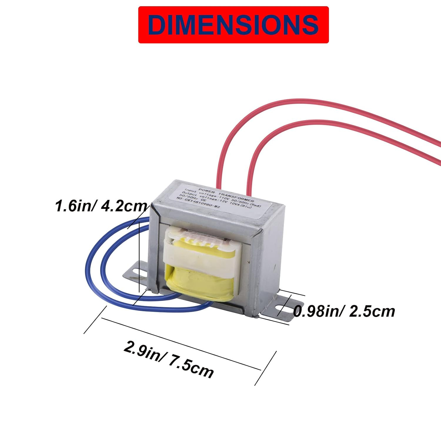 Jingzan 2 Pack Input AC 110V 50/60HZ Output AC 12V 10VA Power Transformer for Sy