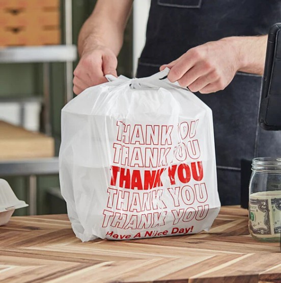 Thank You Bags, 1000 Pcs, White Plastic, 11.5X6.5×22 Shopping Bags