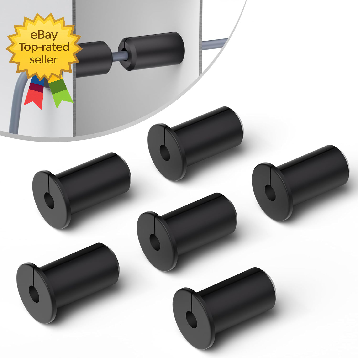 6 Pack Wall Grommets 3 4 Inch Rubber Cable Bushing Waterproof Routing Kit Black
