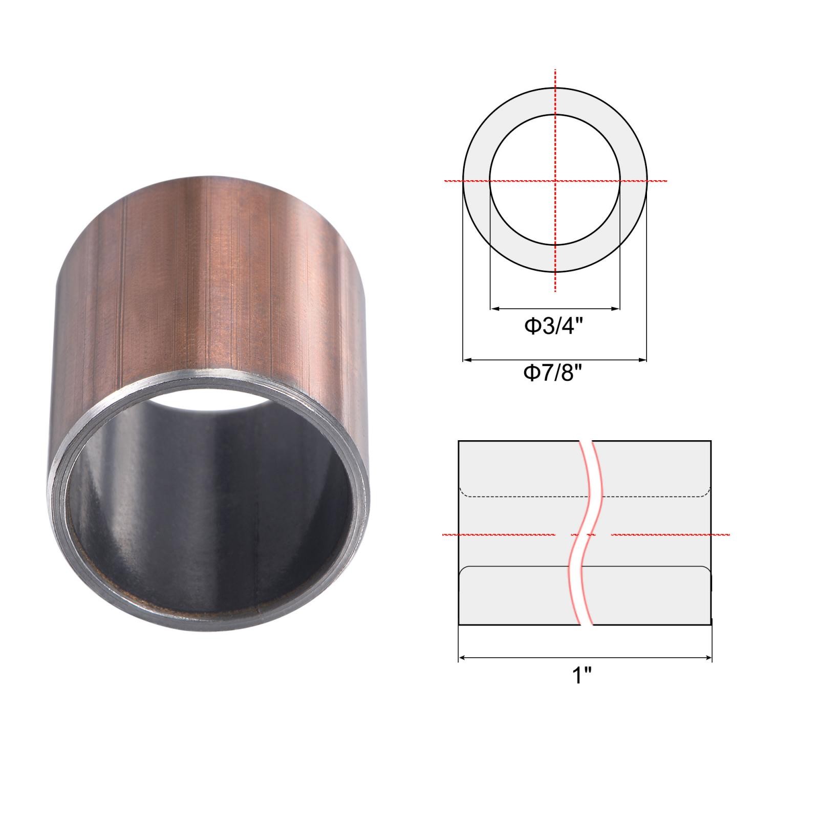 2pcs Sleeve Bearing Plain Bearings Wrapped Oilless Bushings 3/4″ x 7/8″ x 1″