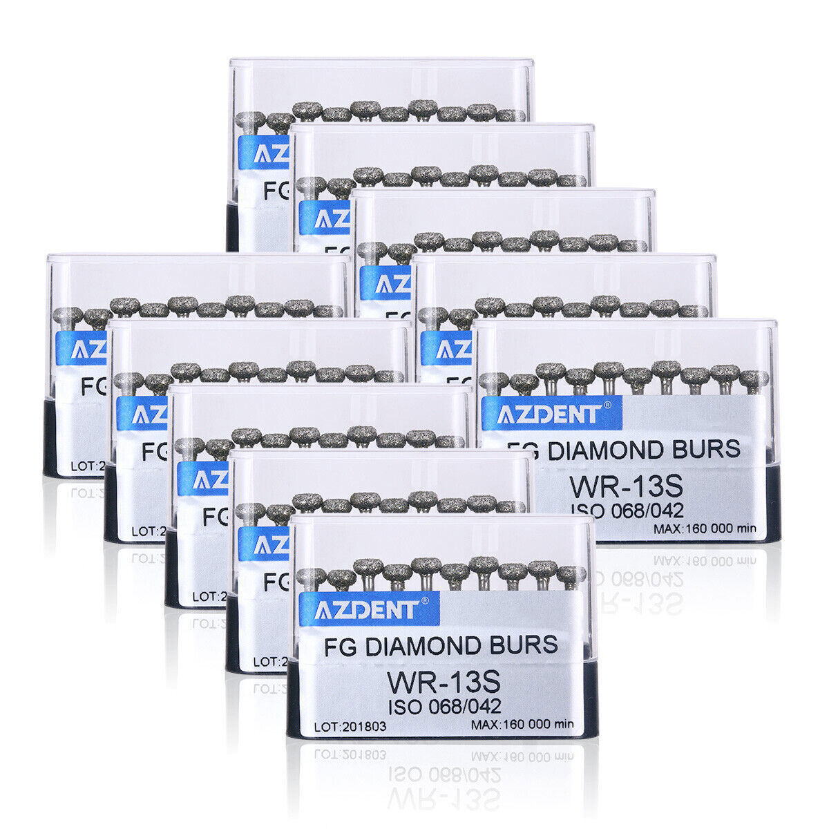 10 Boxes Mango de alta velocidad de diamante ultragrueso dental FG1.6mm 450,000