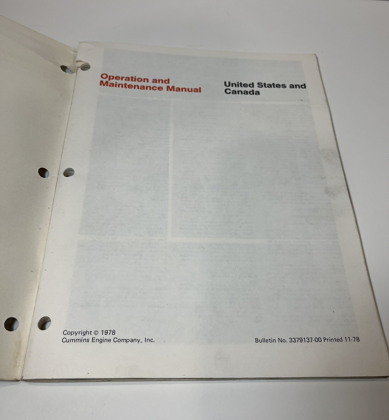1978 Cummins Diesel Engine Shop Manual Operation & Maintenance Repair Book