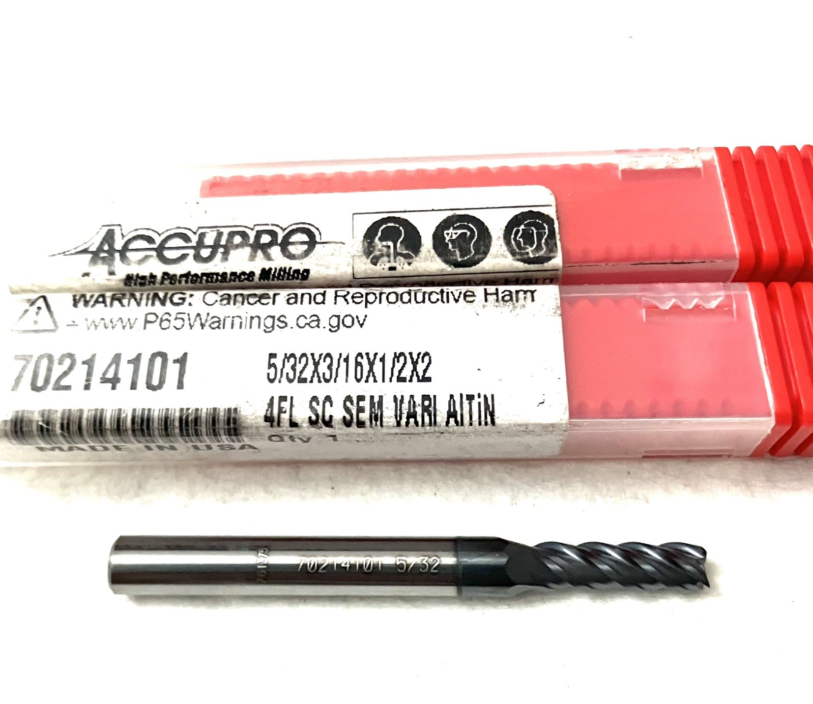 Accupro 5/32″ 4FL Square End Mill Solid Carbide AlTiN 70214101 NEW